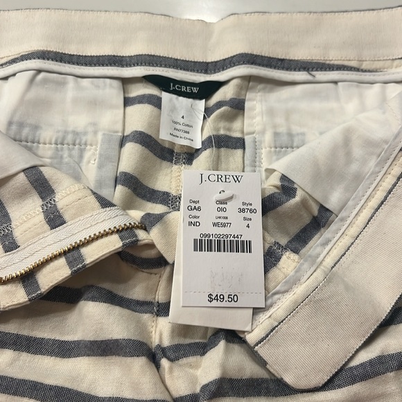 NWT J. Crew Cotton Stripe Shorts - Picture 3 of 4